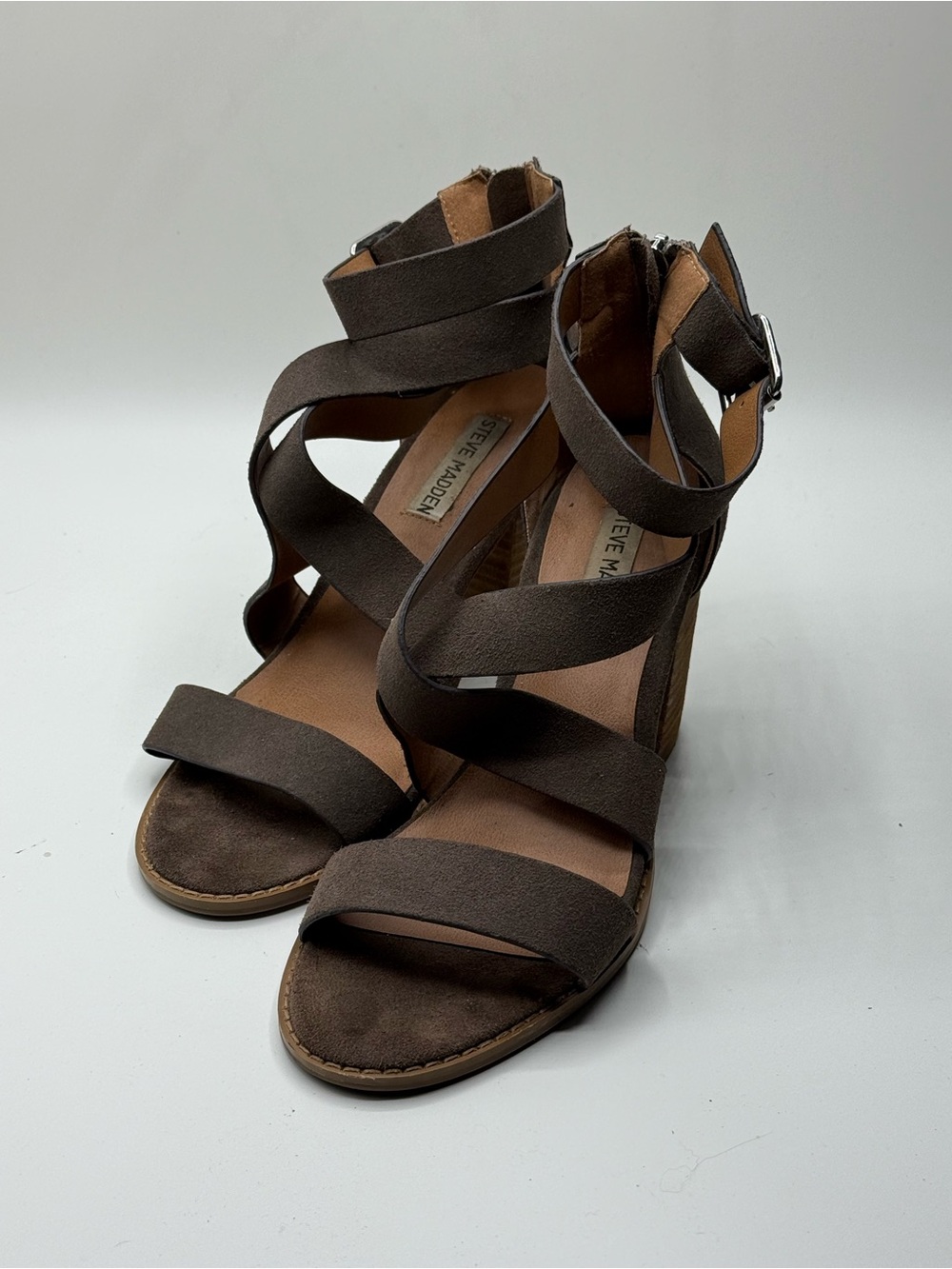 Steve Madden Dark Brown Strappy Wedge Sandals
